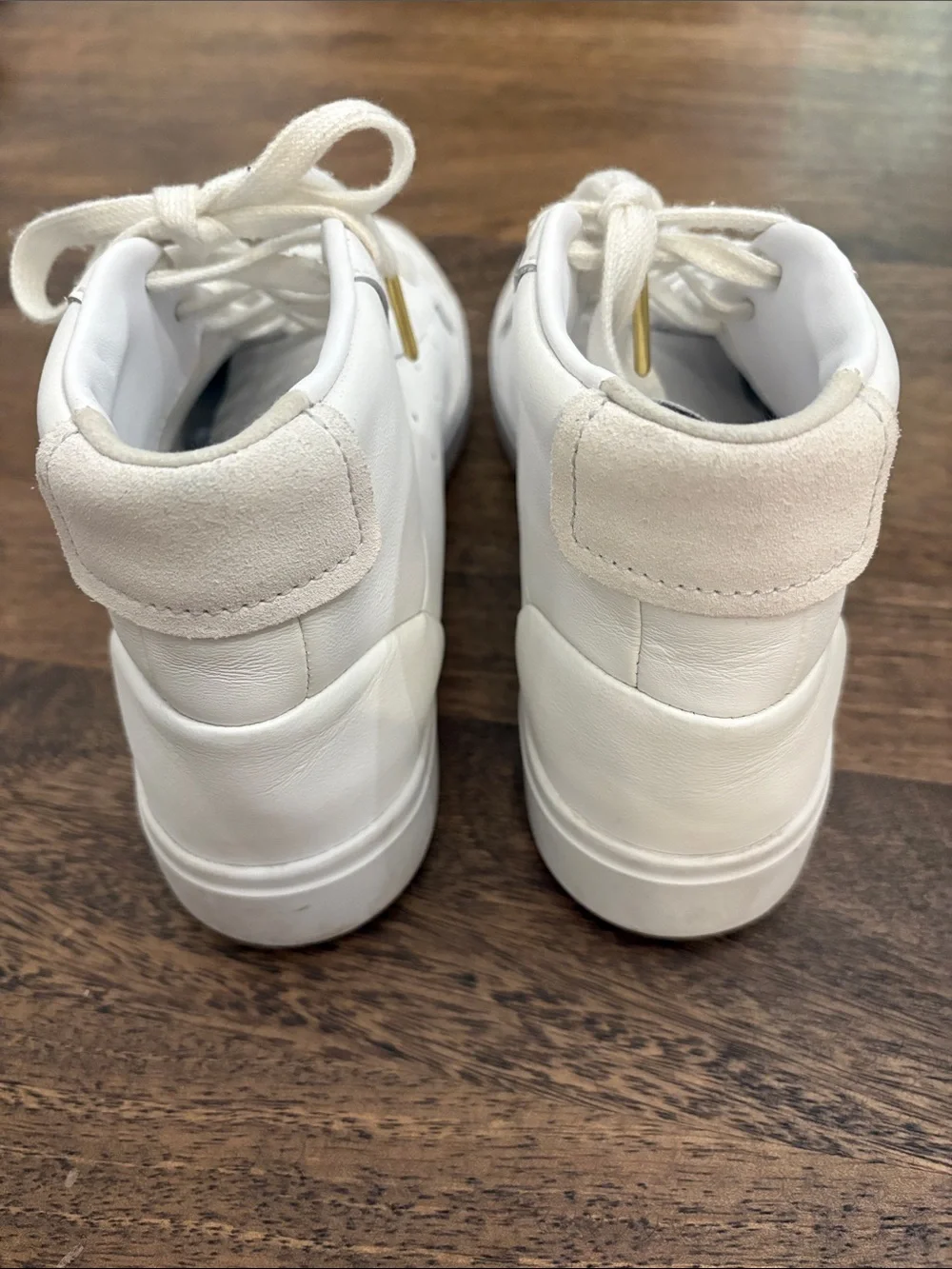 adidas White High-Top Sneakers with Gold Accents